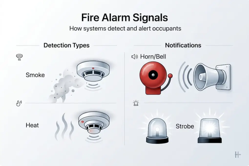 Infographic about fire alarm signals and notifications