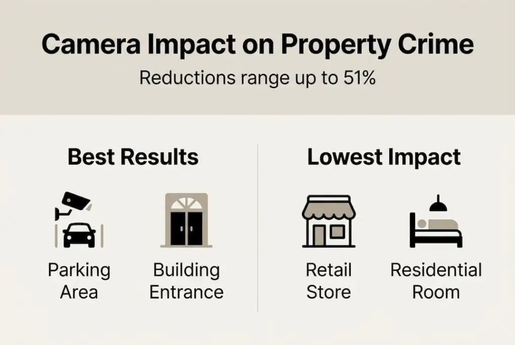 Infographic on property crime reduction with cameras