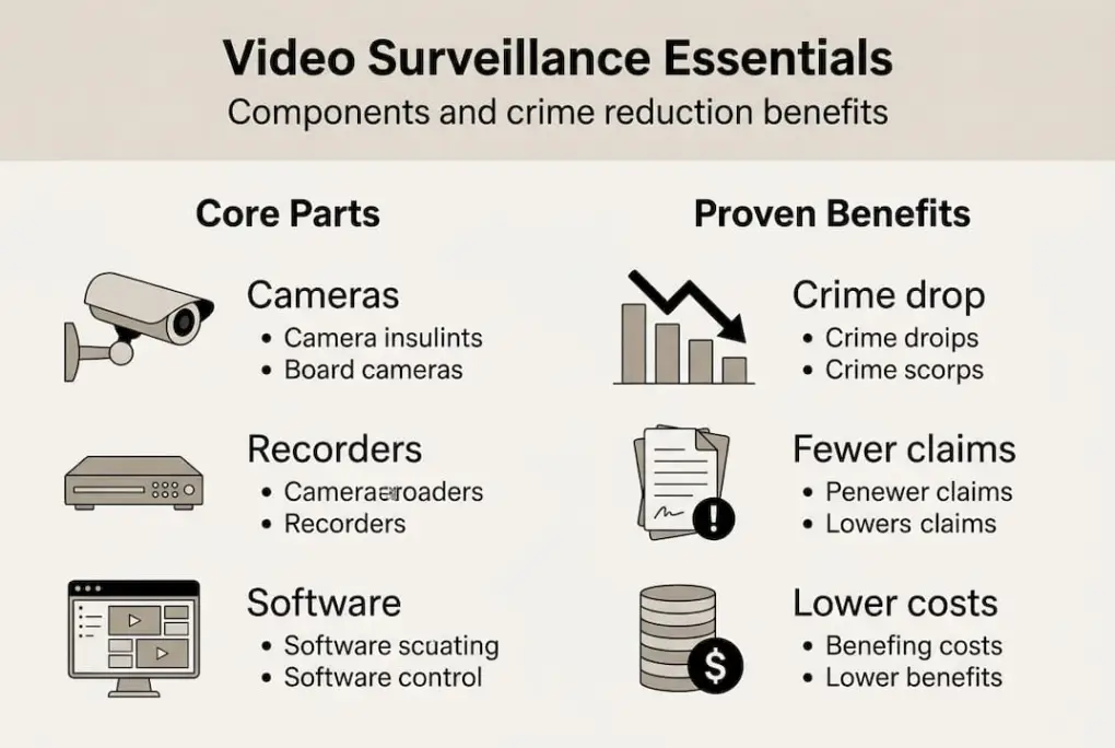 Infographic on video surveillance components and benefits