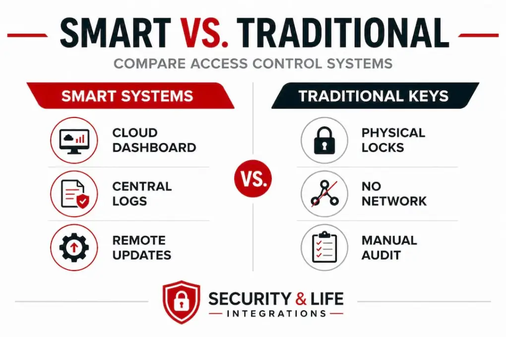Infographic comparing smart and traditional access control
