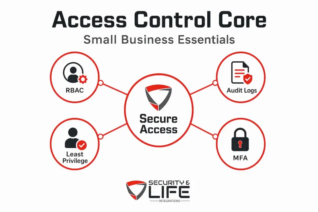 Infographic of core access control elements for small business